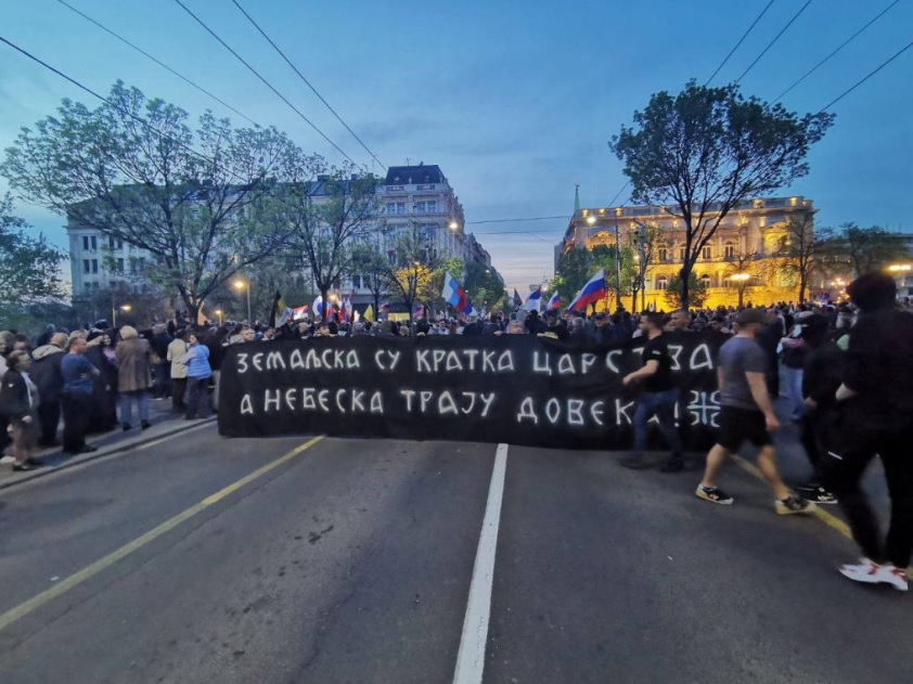 Pro-Russian protests Belgrade Serbia