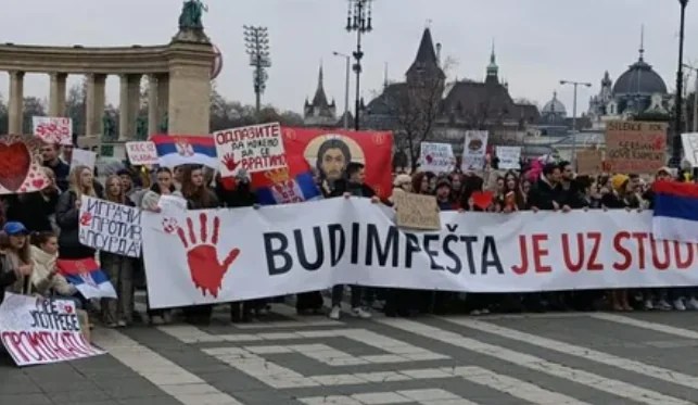 Neo-Nazi Jesus flag Serbian protests
