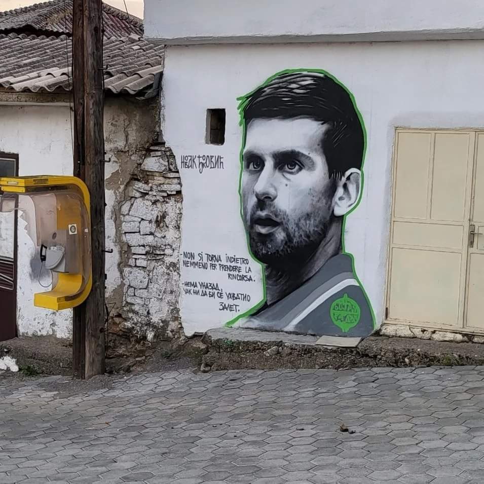 Novak Djokovic mural Orahovac Kosovo