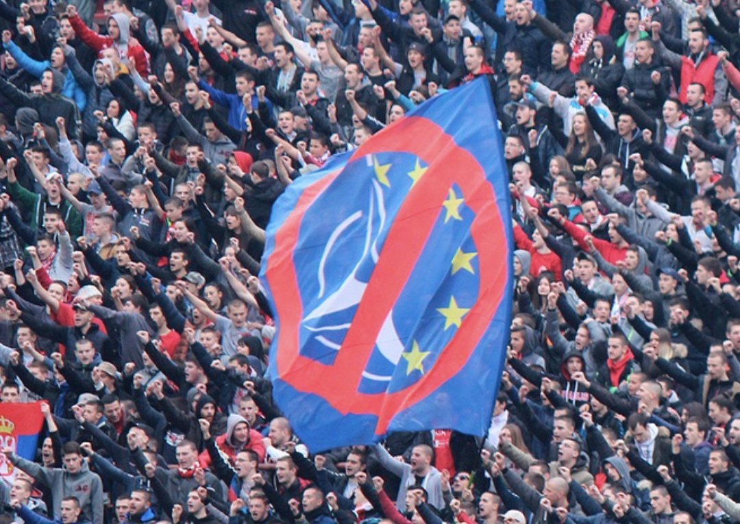 Serbian football fans anti-EU anti-NATO