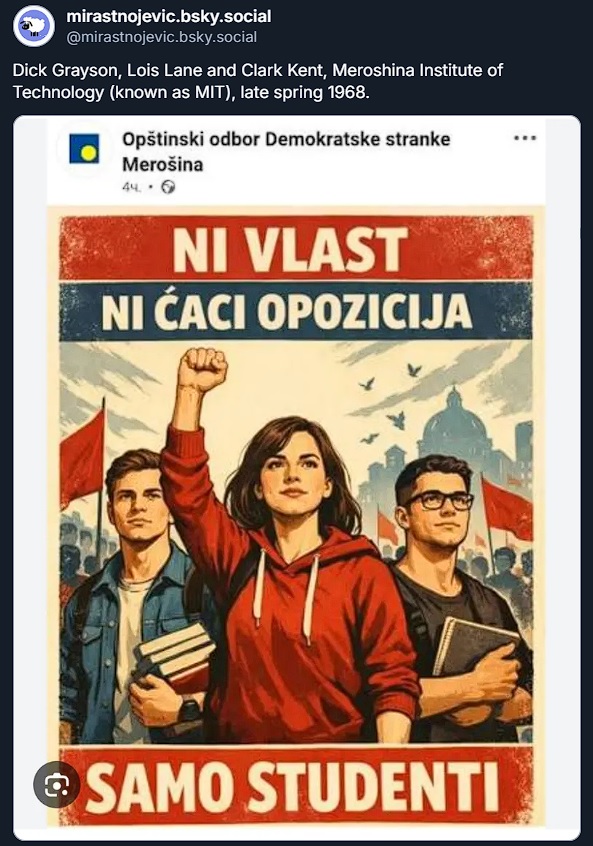 Serbian opposition AI generated poster promoting the student movement