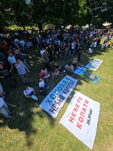 Protest against Rio Tinto Jadar lithium mining project Serbia